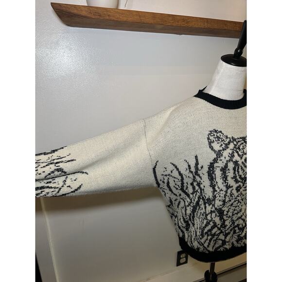Fortune Knits Sweater Vintage 80s Style White Black Tiger Women’s Unique Size M - Picture 4 of 9